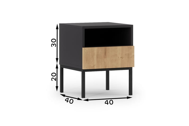 Anjal Sängbord 40 cm - Ek - Sängbord & nattduksbord