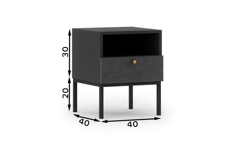 Anjal Sängbord 40 cm - Svart - Sängbord & nattduksbord