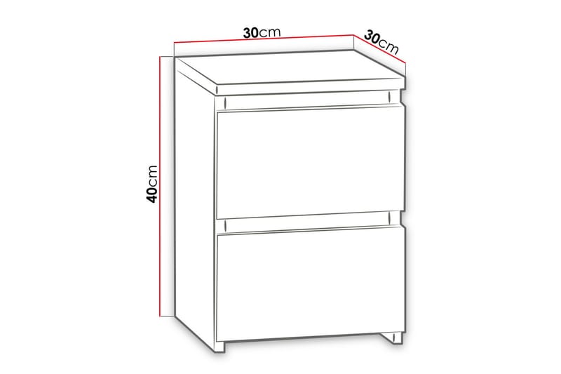 Basildon Sängbord 30 cm med Förvaring 2 Lådor - Svart - Sängbord & nattduksbord