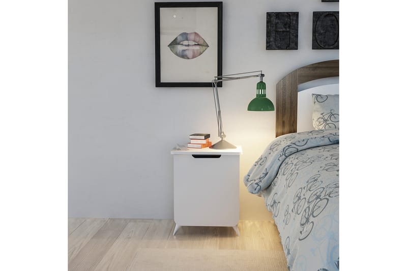 Hejde Sängbord 39 cm med Förvaring Skåp - Vit - Sängbord & nattduksbord