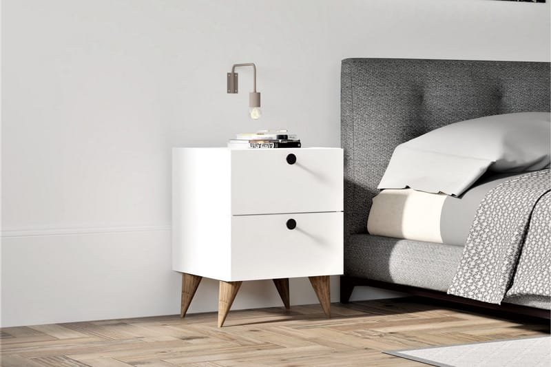 Rinorea Sängbord 40x55 cm - Vit - Sängbord & nattduksbord