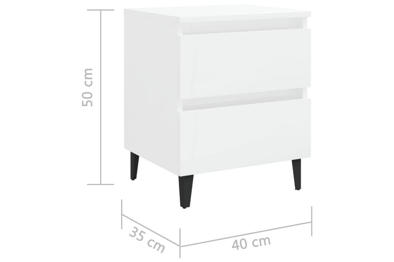 Sängbord 2 st vit högglans 40x35x50 cm spånskiva - Vit - Sängbord & nattduksbord