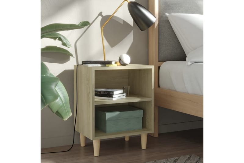 Sängbord med ben i massivt trä 2 st sonoma-ek 40x30x50 cm - Brun - Sängbord & nattduksbord