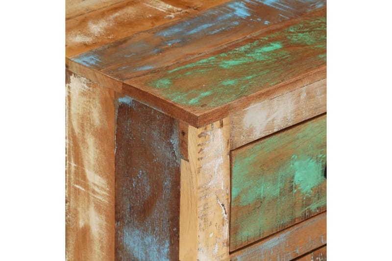 Sängbord med hjul 40x30x57 cm massivt återvunnet trä - Flerfärgad - Sängbord & nattduksbord