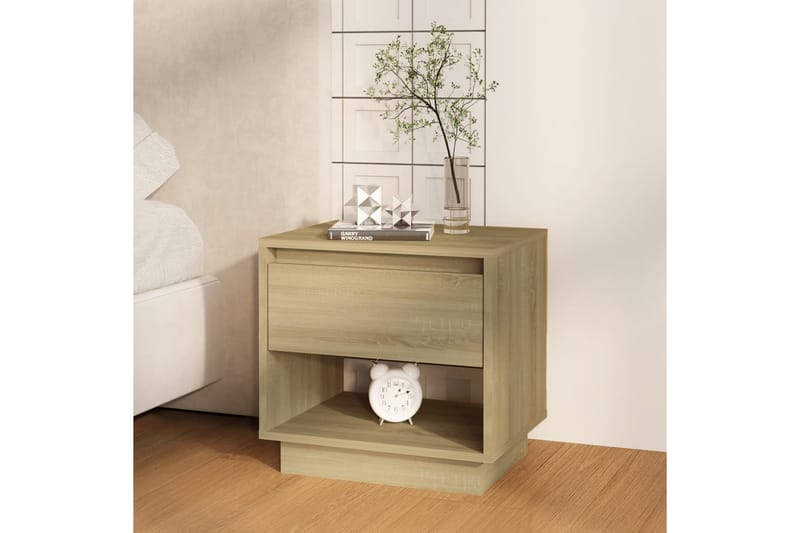 Sängbord sonoma-ek 45x34x44 cm spånskiva - Beige - Möbler - Bord & matgrupper - Avlastningsbord - Sängbord & nattduksbord