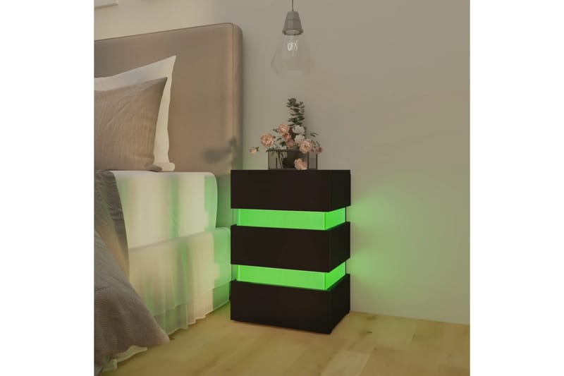 Sängskåp LED svart 45x35x67 cm spånskiva - Svart - Sängbord & nattduksbord