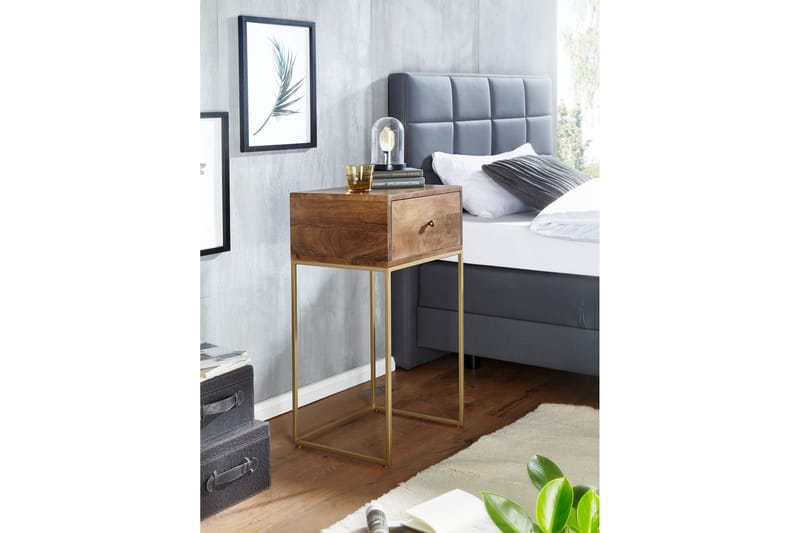 Seddik Sängbord 35 cm Rektangulär - Guld/Brun - Sängbord & nattduksbord