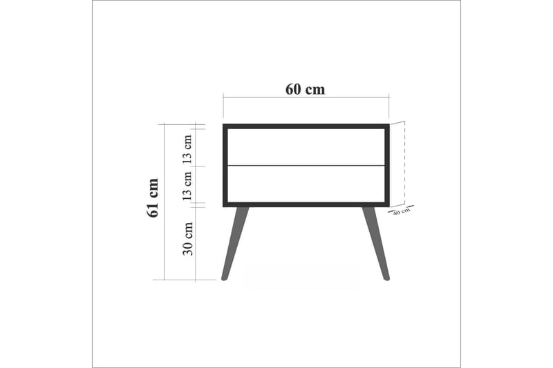 Vellavie Sängbord 60 cm med Förvaring 2 Lådor Trianglar - Brun/Ek - Sängbord & nattduksbord