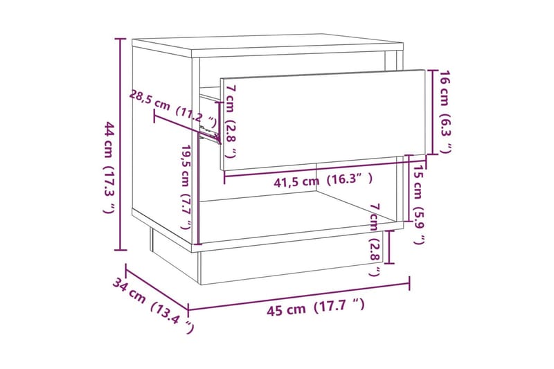 Sängbord vit 45x34x44 cm spånskiva - Vit - Möbler - Bord & matgrupper - Avlastningsbord - Sängbord & nattduksbord