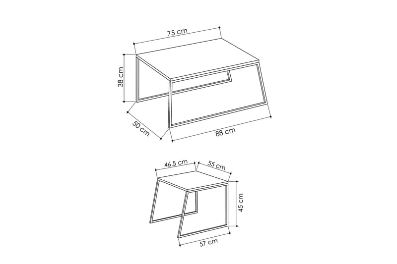 Bodsjö Satsbord 88 cm 2 Bord - Vit - Soffbord - Satsbord