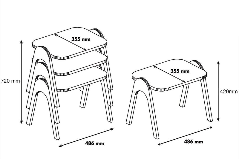 Hovdane Satsbord 49 cm 3 Bord - Brun - Soffbord - Satsbord