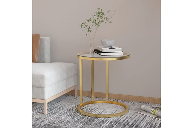 Sidobord guld och transparent 45 cm härdat glas - Guld - Lampbord - Brickbord & småbord