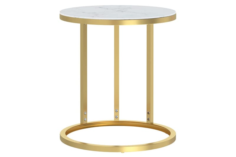 Sidobord guld och vit marmor 45 cm härdat glas - Guld - Möbler - Bord & matgrupper - Avlastningsbord - Lampbord