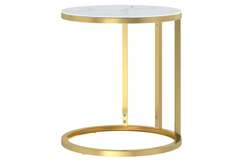 Sidobord guld och vit marmor 45 cm härdat glas - Guld - Möbler - Bord & matgrupper - Avlastningsbord - Lampbord