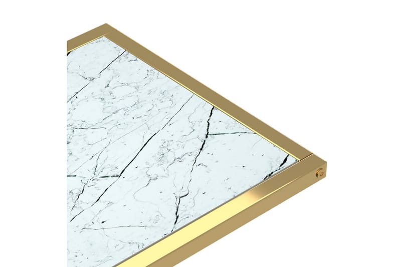 Sidobord till datorbord vit marmor 50x35x65 cm härdat glas - Vit - Lampbord - Brickbord & småbord