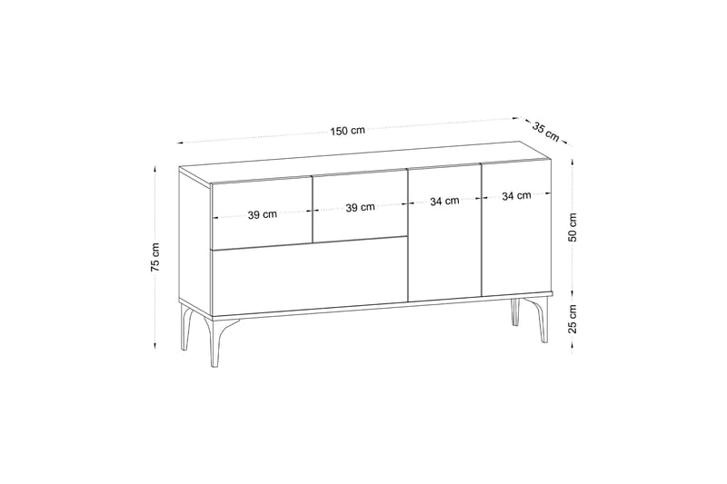 Tress Konsollbord 150 cm - Ek/Svart - Möbler - Bord & matgrupper - Avlastningsbord - Hallbord