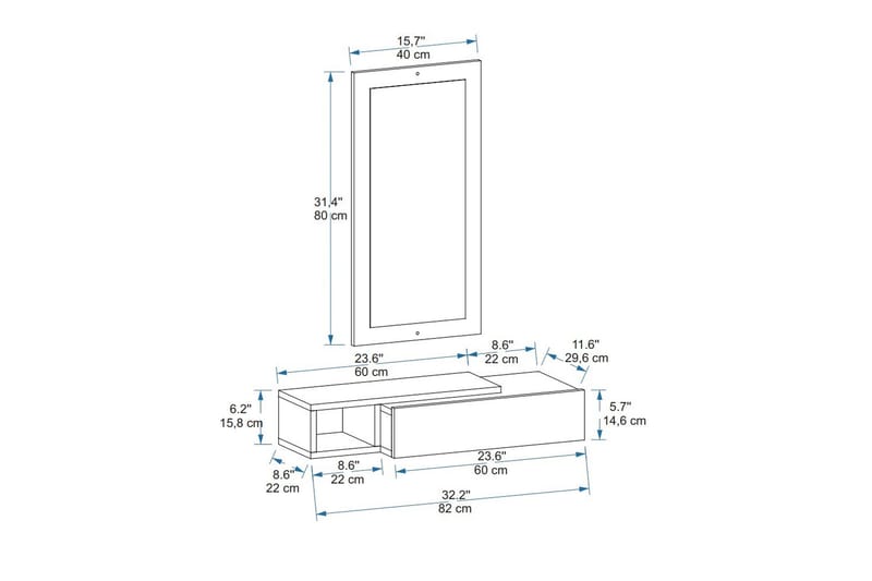 Vien Sidobord 82 cm - Brun/Vit - Möbler - Bord & matgrupper - Avlastningsbord - Lampbord