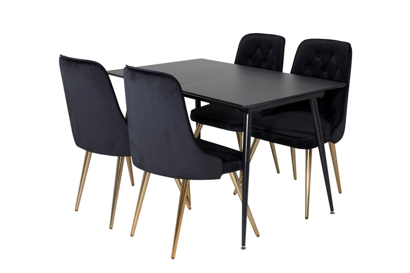 Azuer Matgrupp Förlängningsbar 120 cm Rektangulär med 4 Valera stolar - Svart - Matgrupper