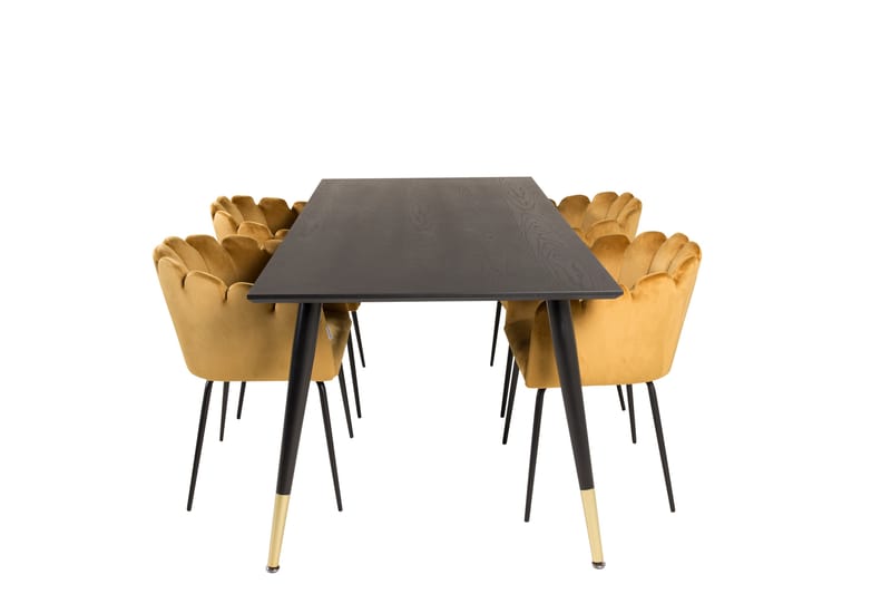 Balisa Matgrupp  180 cm Rektangulär med 4 Limhamn stolar - Svart/Guld - Matgrupper