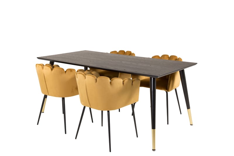 Balisa Matgrupp  180 cm Rektangulär med 4 Limhamn stolar - Svart/Guld - Matgrupper