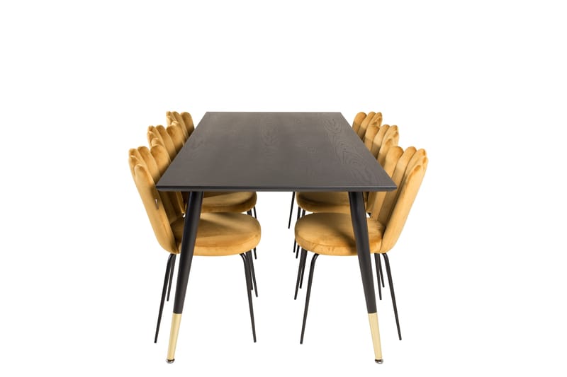 Balisa Matgrupp  180 cm Rektangulär med 6 Limhamn stolar - Svart/Guld - Matgrupper