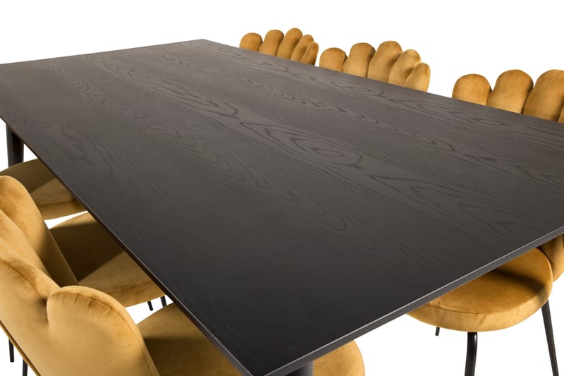 Balisa Matgrupp  180 cm Rektangulär med 6 Limhamn stolar - Svart/Guld - Matgrupper