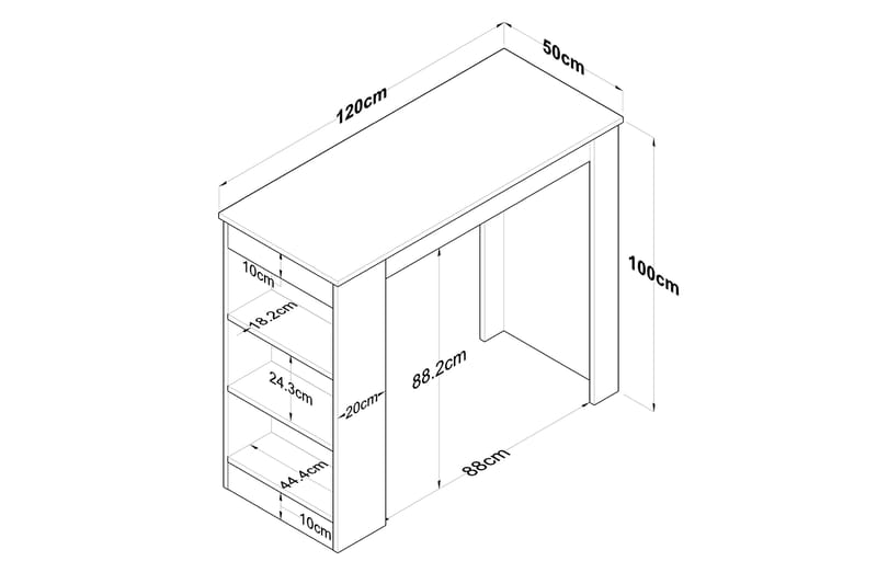 Iwao Barbord 50x120 cm Brun/Vit - Hanah Home - Möbler - Bord & matgrupper - Barbord & ståbord