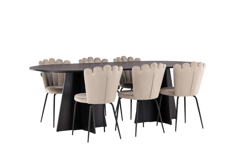Bariso Matgrupp  230 cm Oval med 6 Limhamn stolar - Beige - Matgrupper
