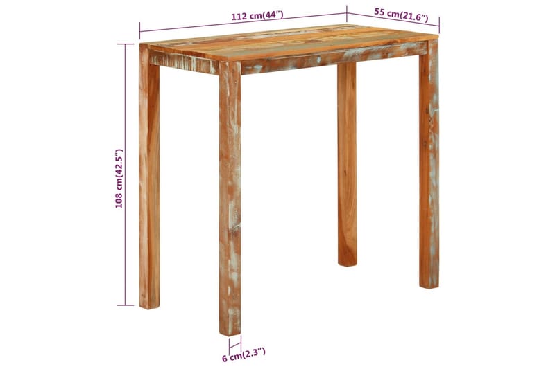 beBasic Barbord 112x55x108 cm massivt återvunnet trä - Flerfärgsdesign - Möbler - Bord & matgrupper - Barbord & ståbord