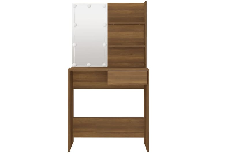 beBasic Sminkbord med LED brun ek 74,5x40x141 cm - Brown - Sminkbord & toalettbord