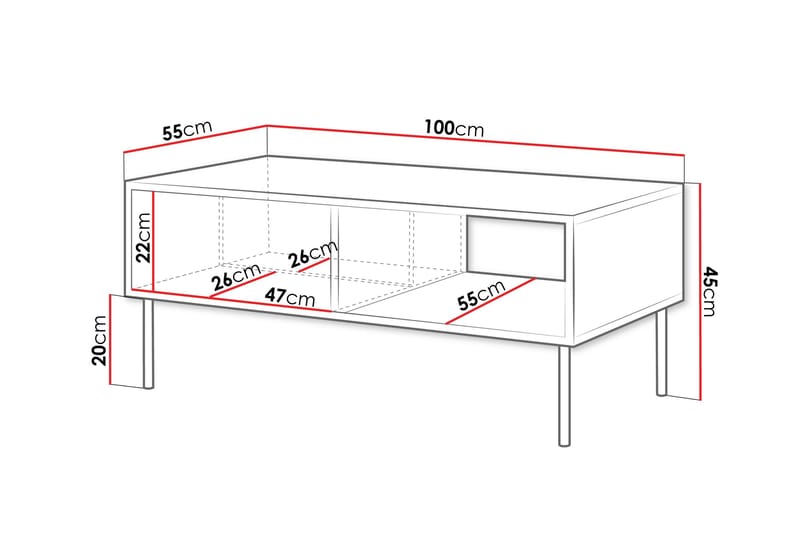 Belonger Soffbord 100 cm - Svart - Möbler - Bord & matgrupper - Soffbord