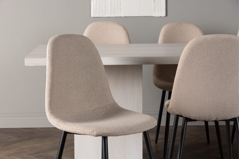 Bennie Matgrupp 200 cm Rektangulär med 6 Bennie Stolar - Beige - Matgrupper