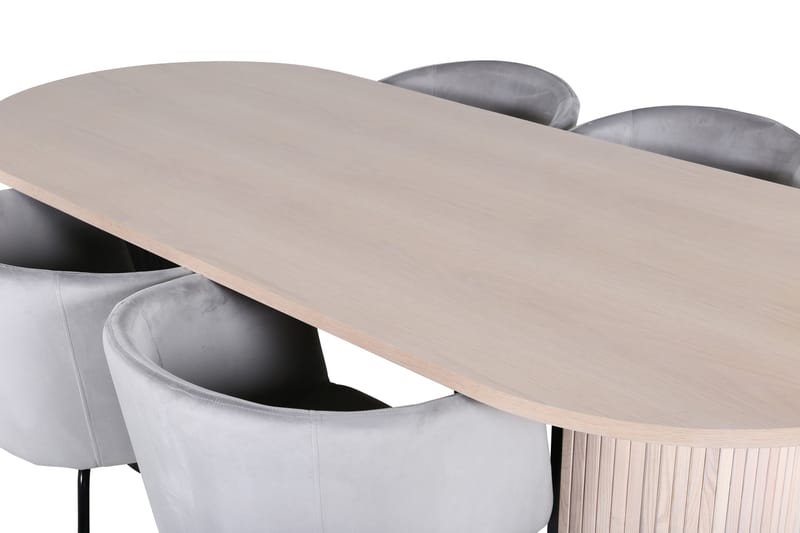 Biana Matgrupp  200 cm Oval med 4 Berita stolar - Svart - Matgrupper