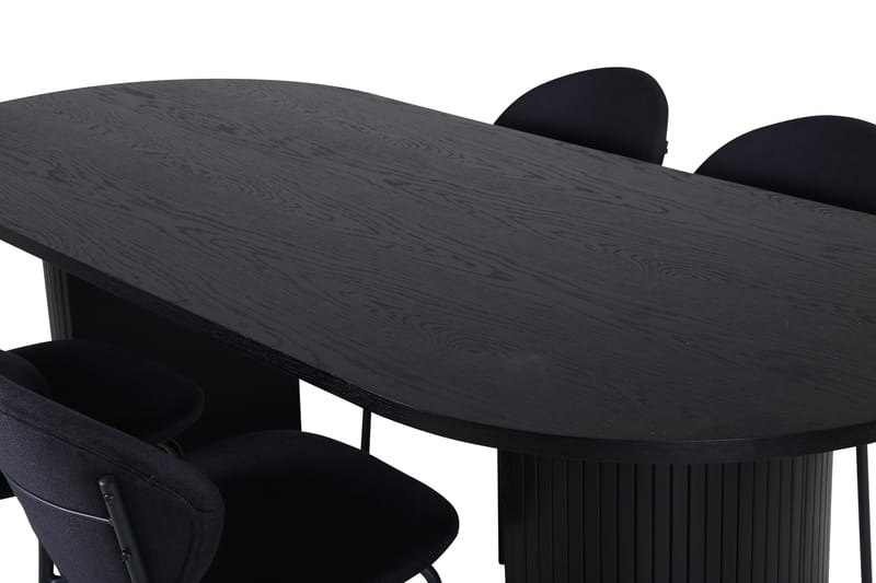 Biana Matgrupp  200 cm Oval med 4 Moncoll stolar - Svart - Matgrupper