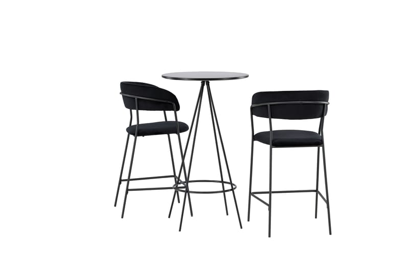 Bistro Matgrupp  60 cm Rund med 2 Lui stolar - Svart - Matgrupper