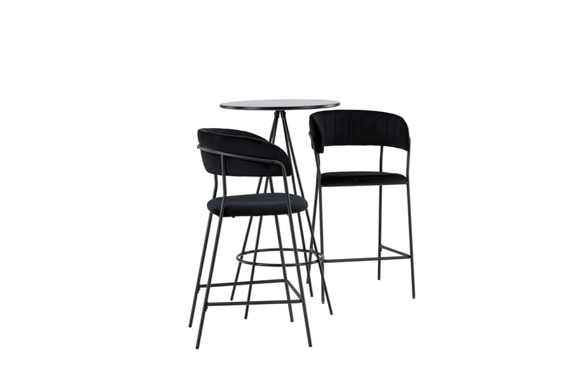 Bistro Matgrupp  60 cm Rund med 2 Lui stolar - Svart - Matgrupper