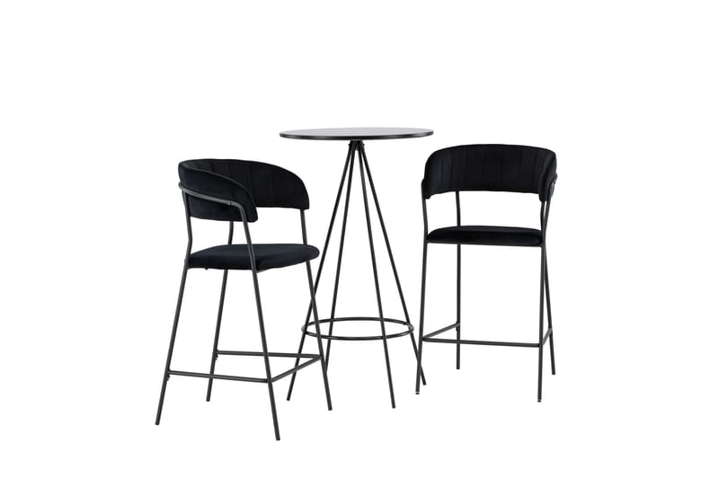 Bistro Matgrupp  60 cm Rund med 2 Lui stolar - Svart - Matgrupper