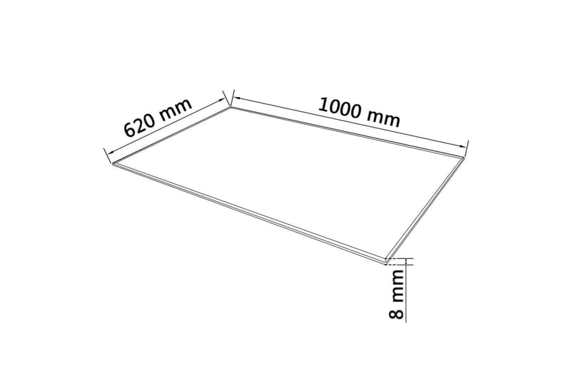 Bordsskiva härdat glas rektangulär 1000x620 mm - Transparent - Bordsskiva