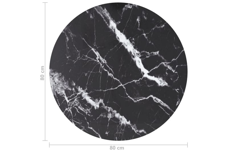 Bordsskiva svart Ã˜80x1 cm härdat glas med marmortextur - Svart - Möbler - Bord & matgrupper - Bordstillbehör - Bordsskiva