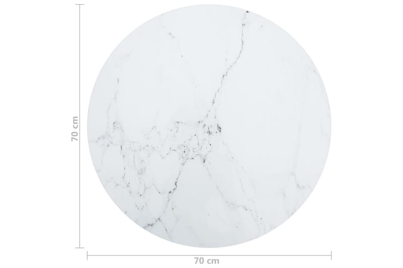 Bordsskiva vit Ã˜70x0,8 cm härdat glas med marmortextur - Vit - Möbler - Bord & matgrupper - Bordstillbehör - Bordsskiva