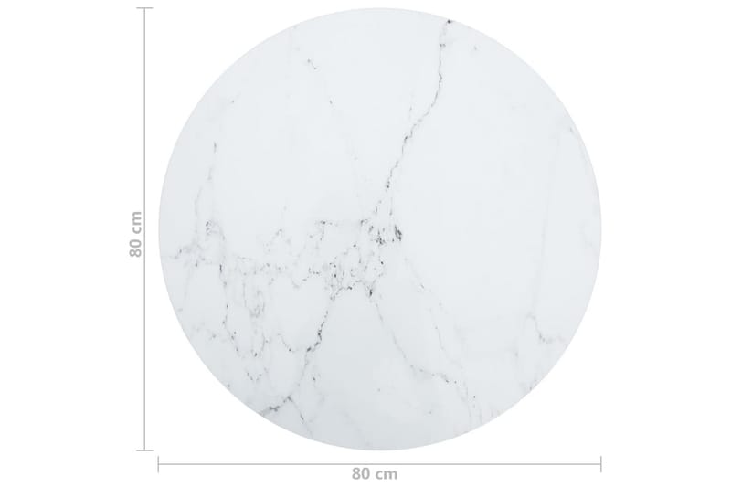 Bordsskiva vit Ã˜80x1 cm härdat glas med marmortextur - Vit - Möbler - Bord & matgrupper - Bordstillbehör - Bordsskiva