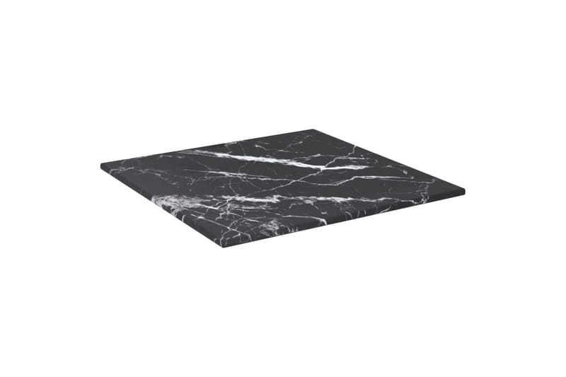 Bordsskiva vit 30x30 cm 6 mm härdat glas med marmortextur - Svart - Bordsskiva