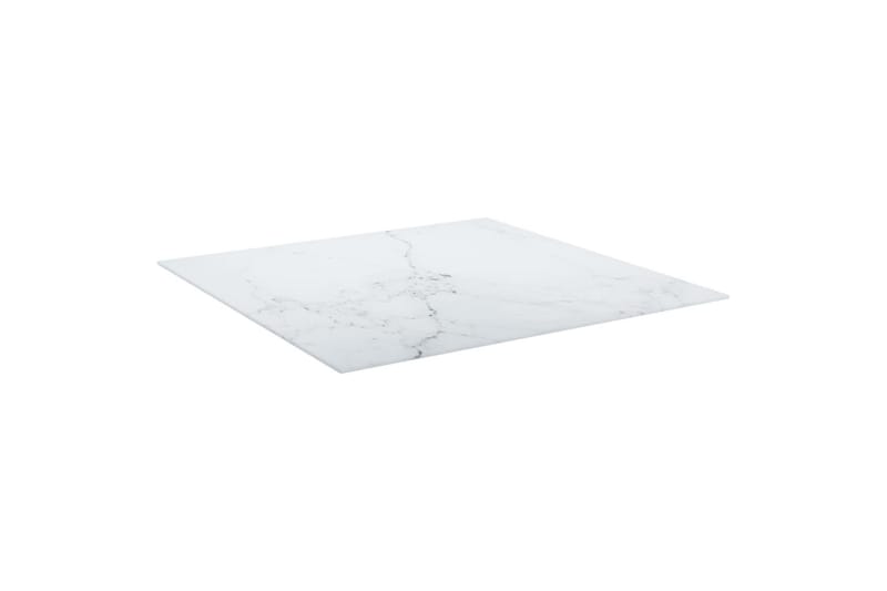 Bordsskiva vit 80x80 cm 6 mm härdat glas med marmortextur - Vit - Möbler - Bord & matgrupper - Bordstillbehör - Bordsskiva