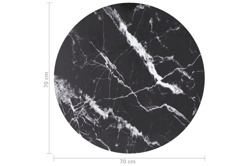 Bordsskiva svart Ã˜70x0,8 cm härdat glas med marmortextur - Svart - Möbler - Bord & matgrupper - Bordstillbehör - Bordsskiva