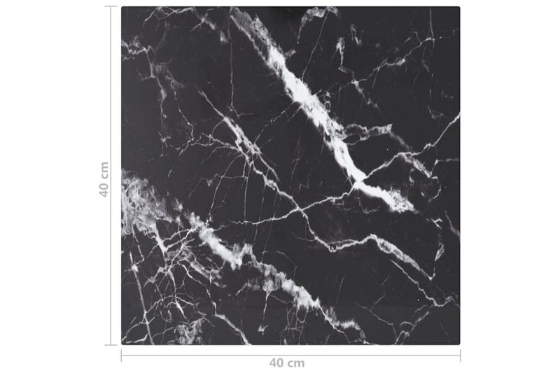 Bordsskiva svart 40x40 cm 6 mm härdat glas med marmortextur - Svart - Bordsskiva