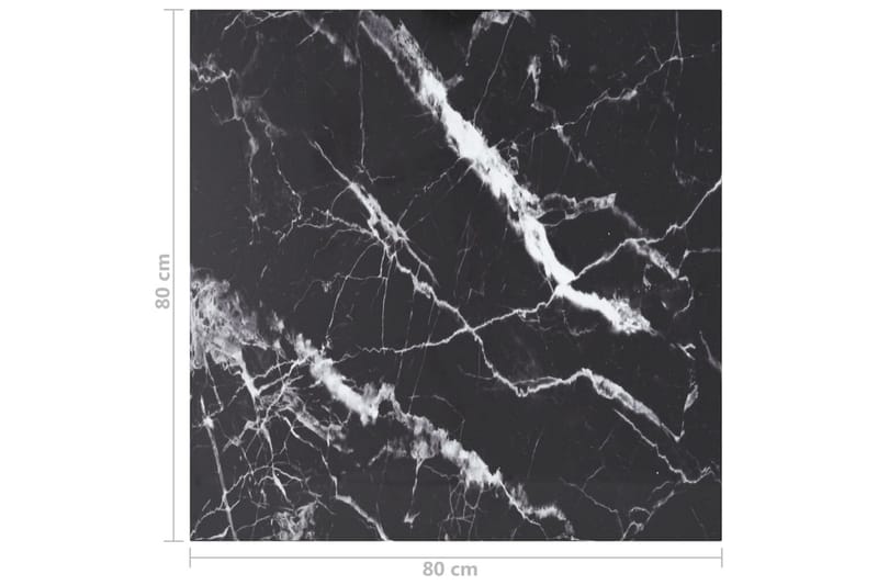 Bordsskiva svart 80x80 cm 6 mm härdat glas med marmortextur - Svart - Möbler - Bord & matgrupper - Bordstillbehör - Bordsskiva