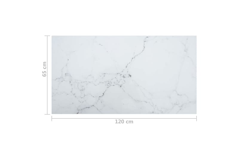 Bordsskiva vit 120x65 cm 8 mm härdat glas med marmortextur - Vit - Möbler - Bord & matgrupper - Bordstillbehör - Bordsskiva