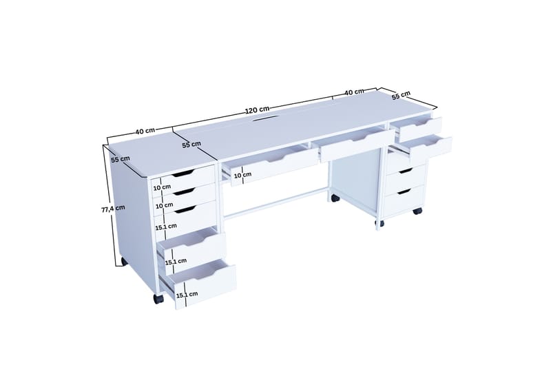 Durusu Sminkbord 200 cm - Mattvit - Möbler - Bord & matgrupper - Sminkbord & toalettbord