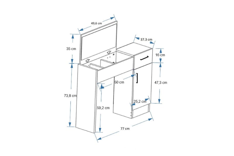 Elgar Sminkbord 77 cm - Brun/Antracit - Möbler - Bord & matgrupper - Sminkbord & toalettbord