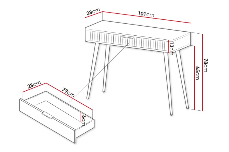 Forba Sminkbord 101 cm - Beige - Möbler - Bord & matgrupper - Sminkbord & toalettbord